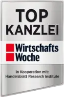 Auszeichnung durch die WirtschaftsWoche der Kanzlei Martens & Wieneke-Spohler, Anwälte für Arbeitsrecht in Hamburg, als Top-Kanzlei.